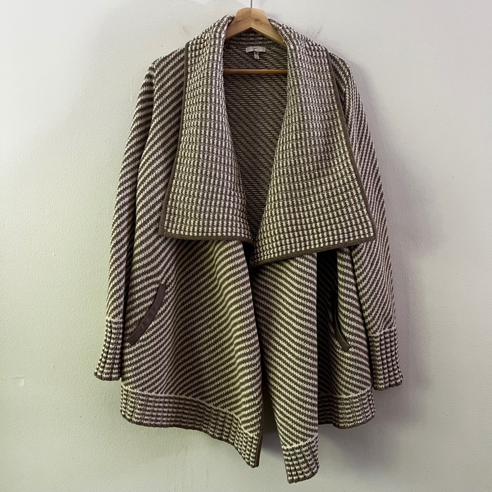 Joie Merino Wool Cashmere Knit Open Front Long Cardigan Tan‎ Brown size large